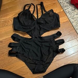 Torrid Black Strappy Cutout Lingerie Bodysuit